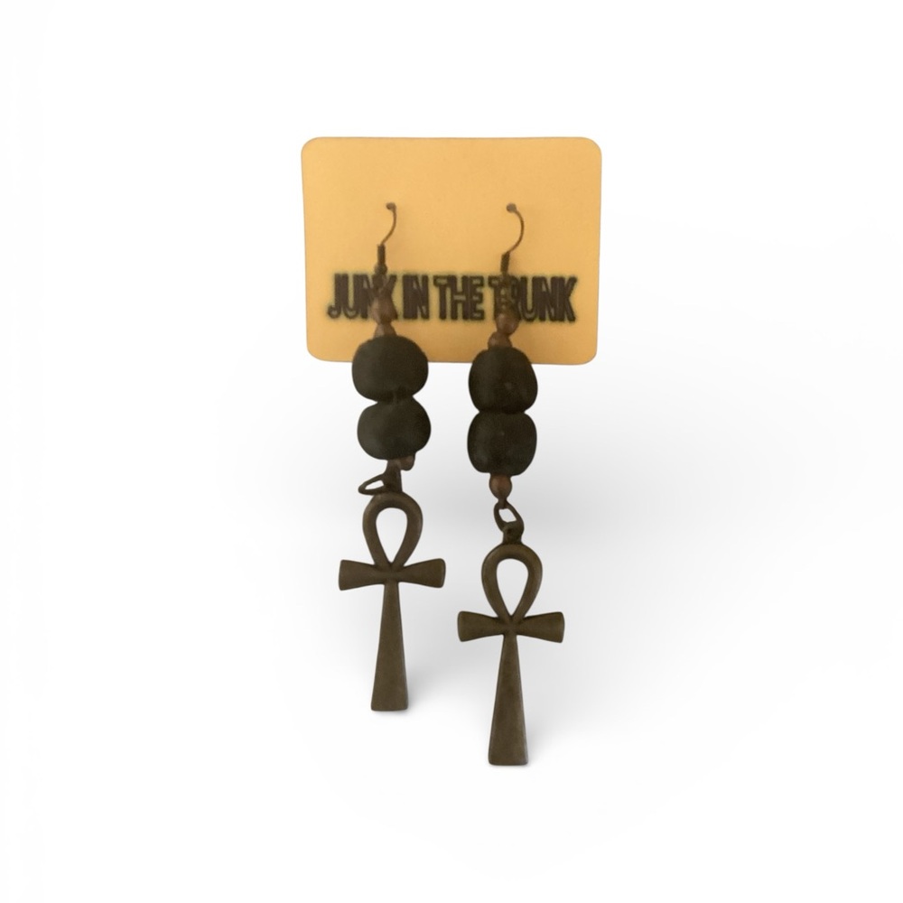 Black Ankh Dangle Earrings